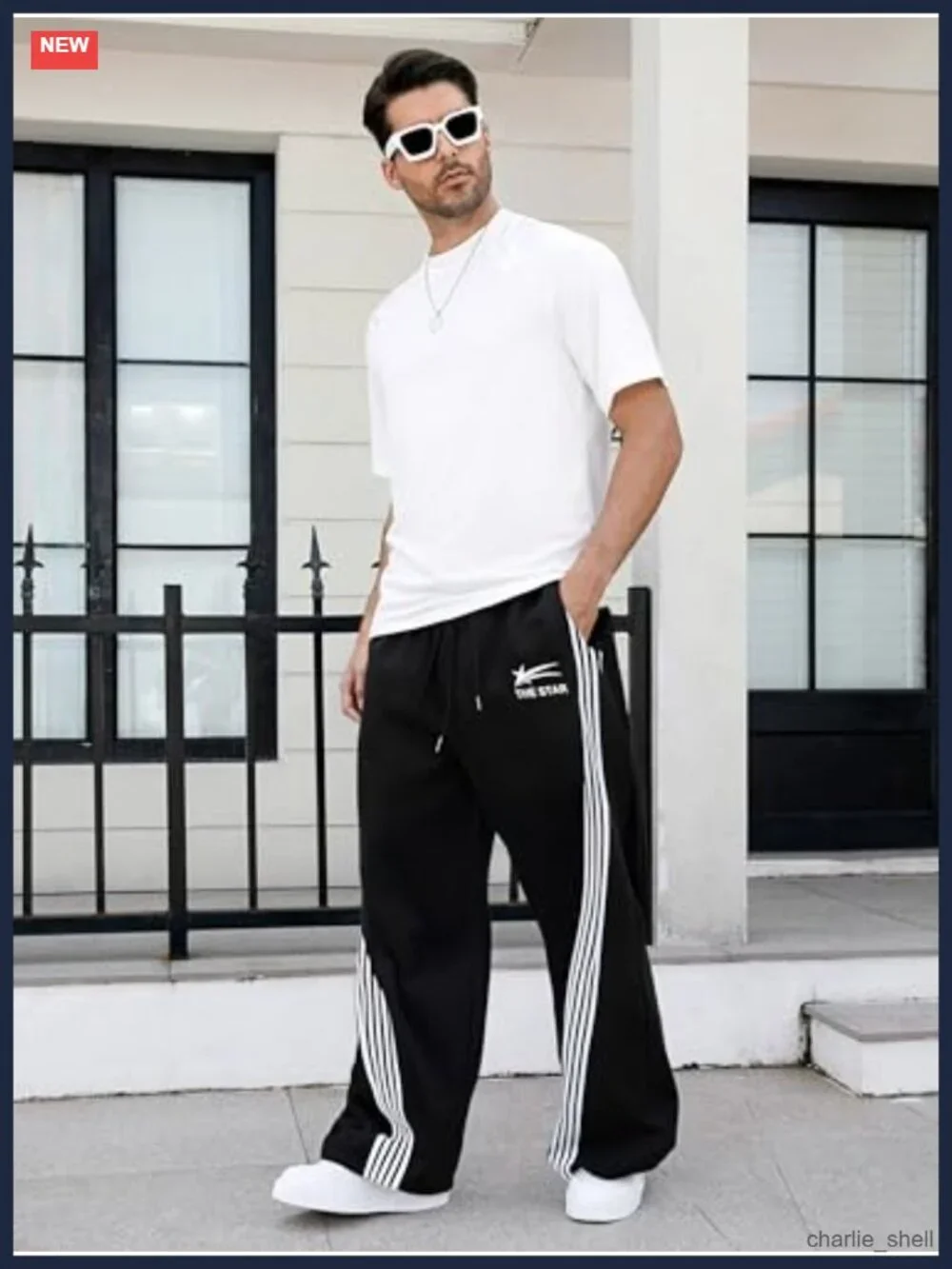 Men's Baggy Wide Leg Sweatpants Y2K Striped Side Drawstring Waist Track Pants